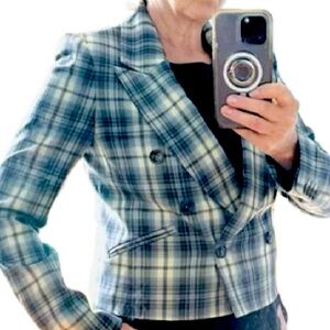 Tommy Hilfiger women’s blazer jacket NWT cream brown plaid sz 6